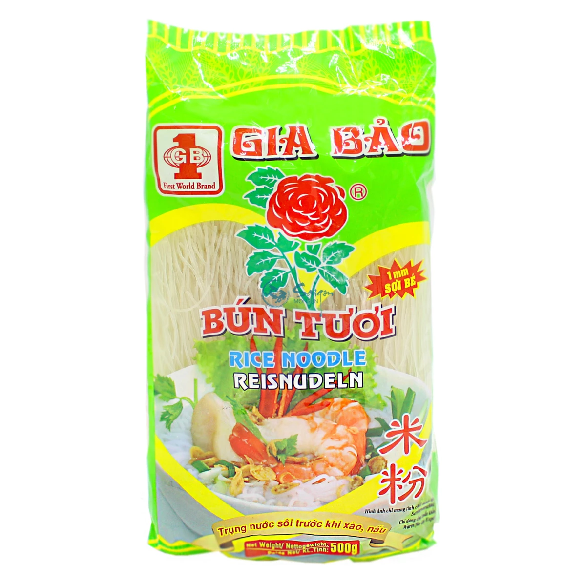 Eine Packung vietnamesischer Gia Bao Reisnudeln, 1mm dick, 500g