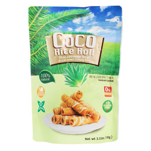 Coconut Crispy Rice Roll Pandan 100g