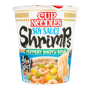 Nissin Instant Cupnudeln Shrimps Peppery Shoyu Geschmack 63g