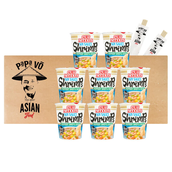 Nissin Instant Cupnudeln Shrimps Peppery Shoyu Geschmack 8x63g