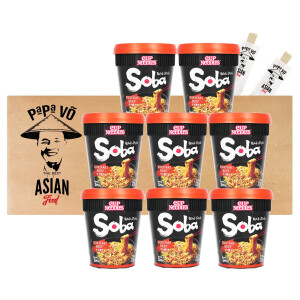 Nissin Cup Nudeln Soba Sukiyaki Beef Geschmack 8x89g