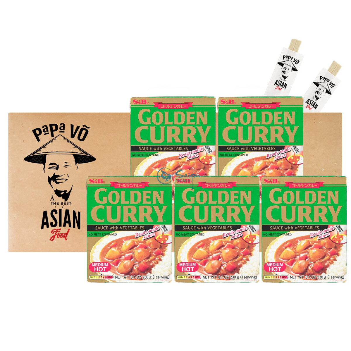 S&B Golden Curry Sauce mit Gemüse MEDIUM Hot 5x230g