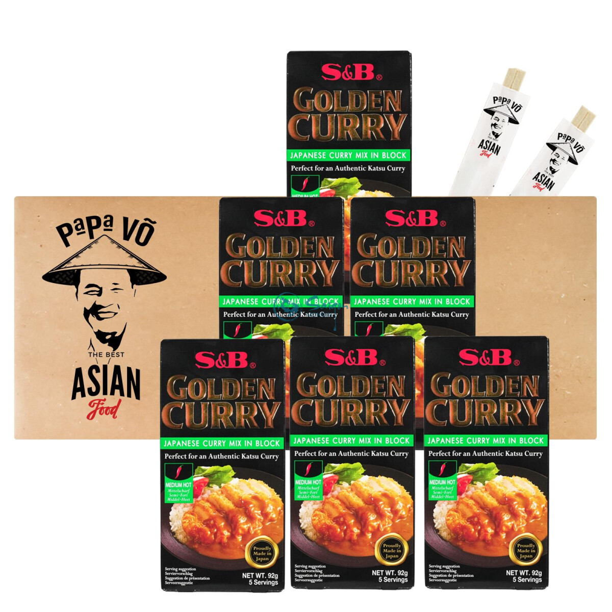 S&B Golden Curry Japan Curry MEDIUM HOT 6x92g