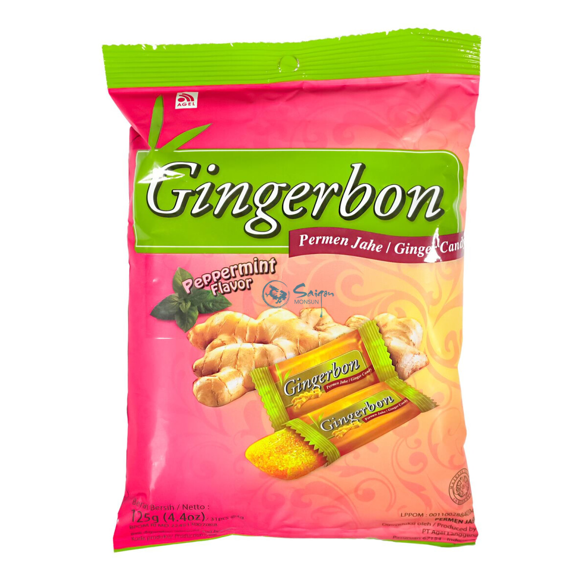 Agel Gingerbon Ingwer Pfefferminz Kaubonbon 125g