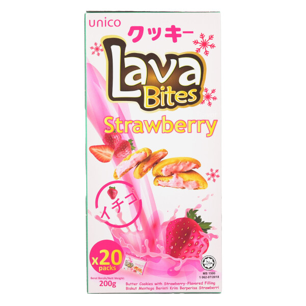 Unico Lava Bites Cookies Strawberry 200g
