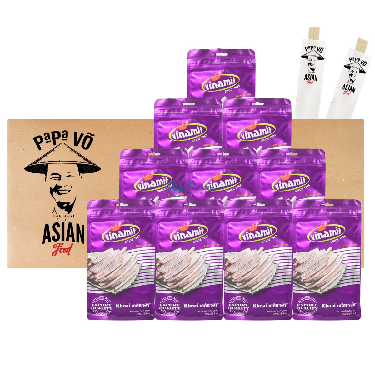 Vinamit Taro Chips Khoai Mon Say 10x250g