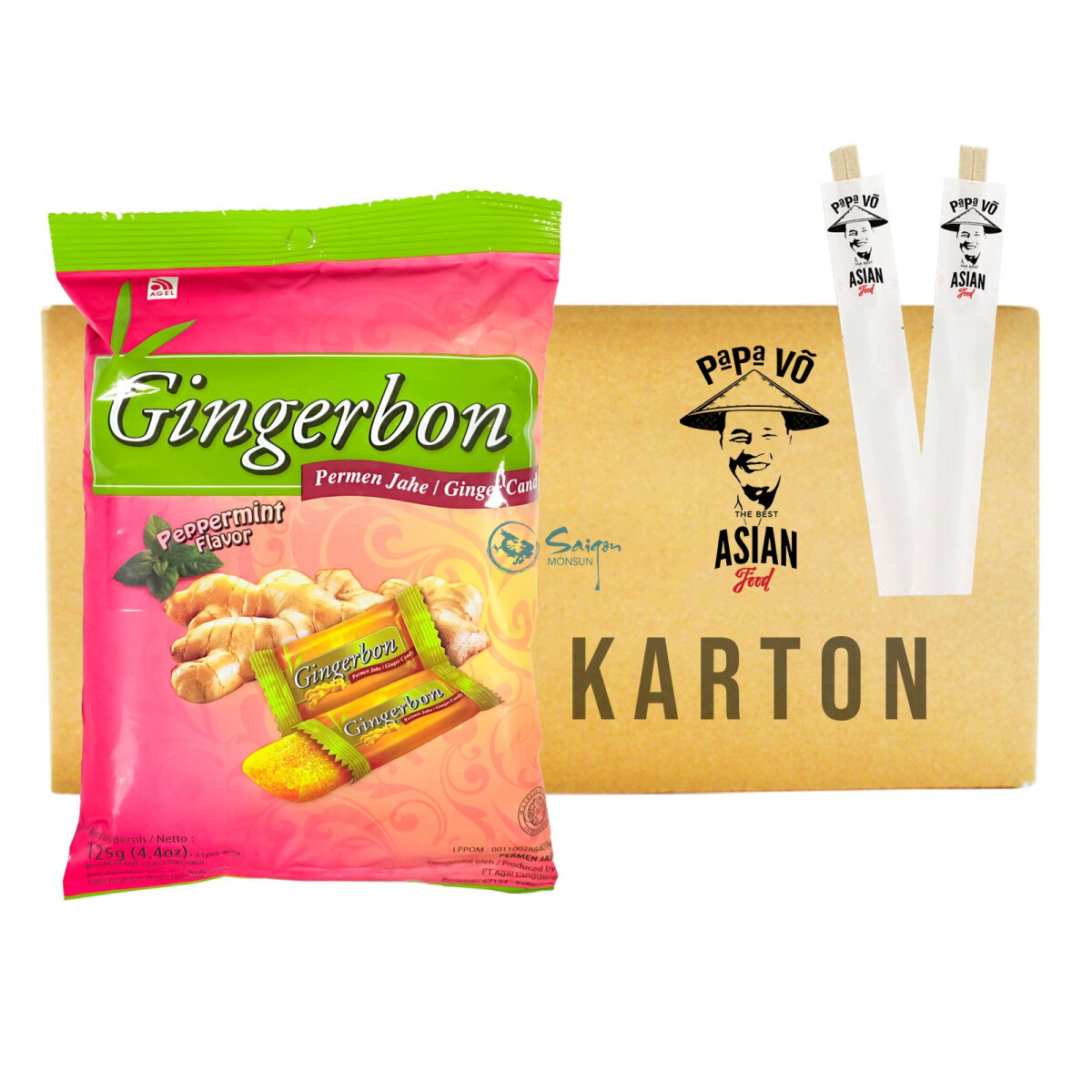 Agel Gingerbon Ingwer Pfefferminz Kaubonbon 20x125g