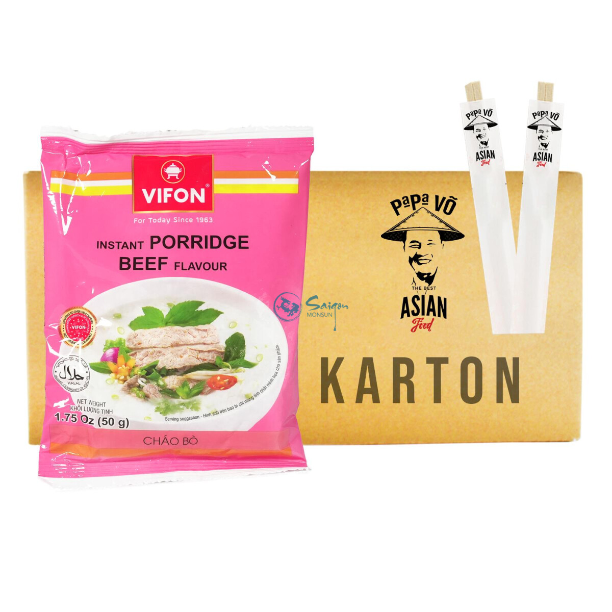Vifon Instant Porridge Reisbrei Rind Geschmack Chao Bo...