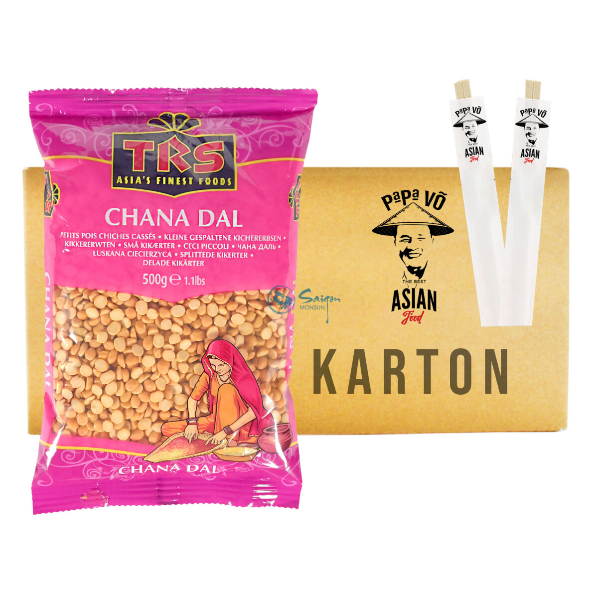 TRS Chana Dal geschälte Kichererbsen 20x500g