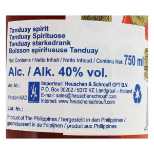 Tanduay Phillipinische Spirituose "Rum" 40%vol. 750ml
